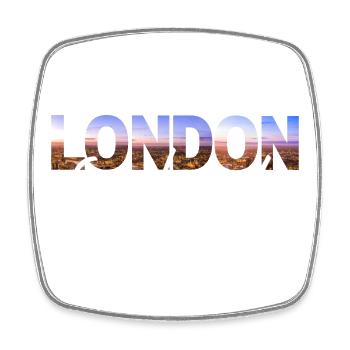 London Skyline Script England - Viereckiger Kühlschrankmagnet - Weiß - Vorne