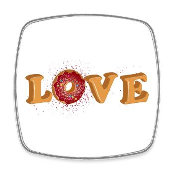 Donut Schriftzug Love in 3D für Donut Fans - Viereckiger Kühlschrankmagnet - Weiß - Vorne