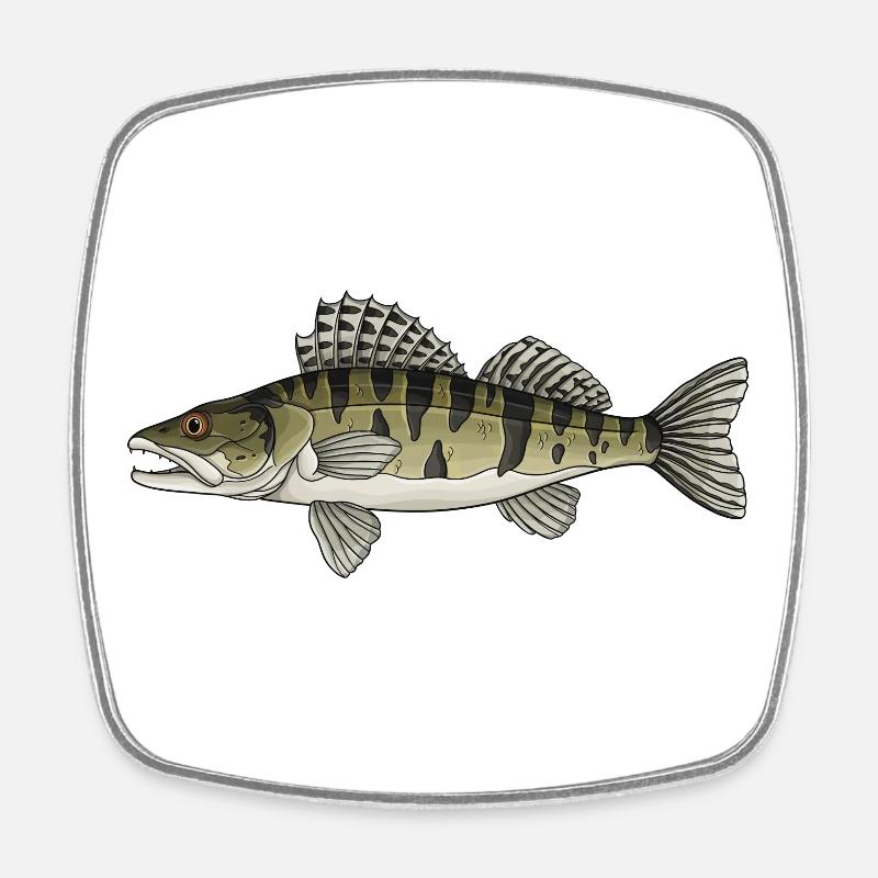 Conception de poissons prédateurs à zanders pour pêcheurs - Magnet carré - blanc