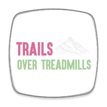 Trailrunning - Trails über Laufbänder - Viereckiger Kühlschrankmagnet - Weiß - Vorne