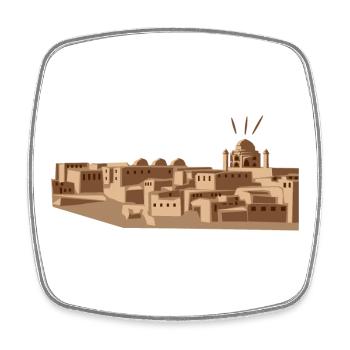 Desert city with mosque - Square fridge magnet - white - Front