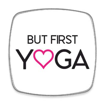 Aber zuerst Yoga - Viereckiger Kühlschrankmagnet - Weiß - Vorne