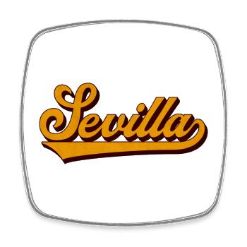 Sevilla Retro Script Gelb - Viereckiger Kühlschrankmagnet - Weiß - Vorne