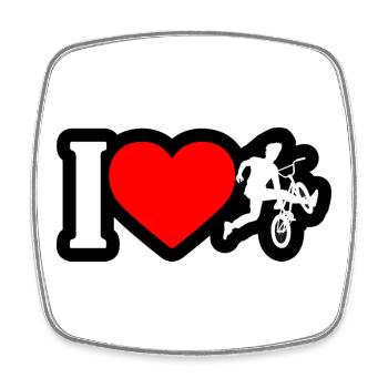 J’adore la silhouette des cascades BMX - Magnet carré - blanc - Devant