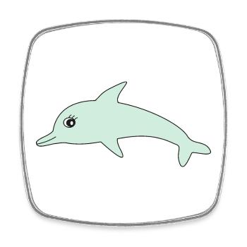 Delfin Delphine - Viereckiger Kühlschrankmagnet - Weiß - Vorne