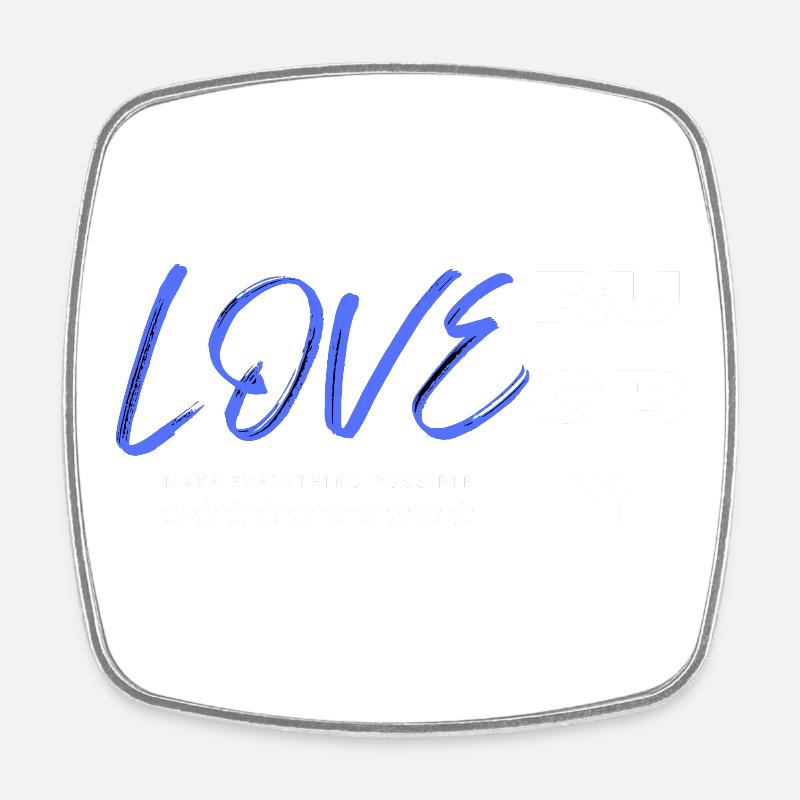Love rugby blue - Magnet carré - blanc