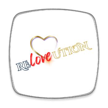Liebevolution Herzrose Typo - Viereckiger Kühlschrankmagnet - Weiß - Vorne