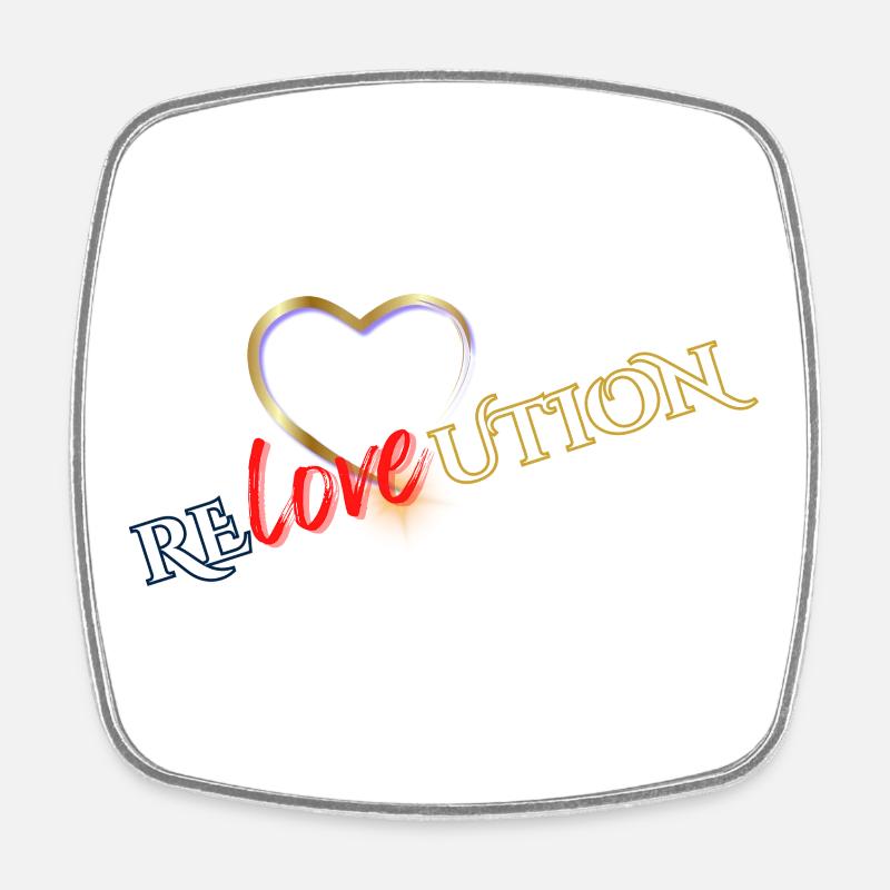 Liebevolution Herzrose Typo - Viereckiger Kühlschrankmagnet - Weiß