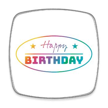Tshirt happy birthday oval bunt - Viereckiger Kühlschrankmagnet - Weiß - Vorne