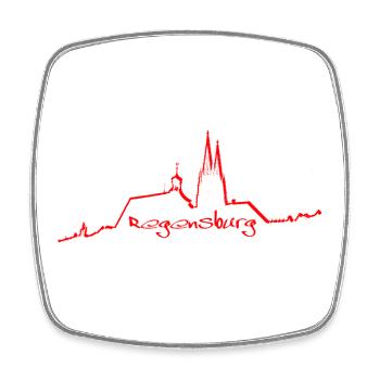 Regensburg skyline red - Square fridge magnet - white - Front