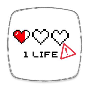 Pixel Heart and Warning Symbol Duo - Square fridge magnet - white - Front