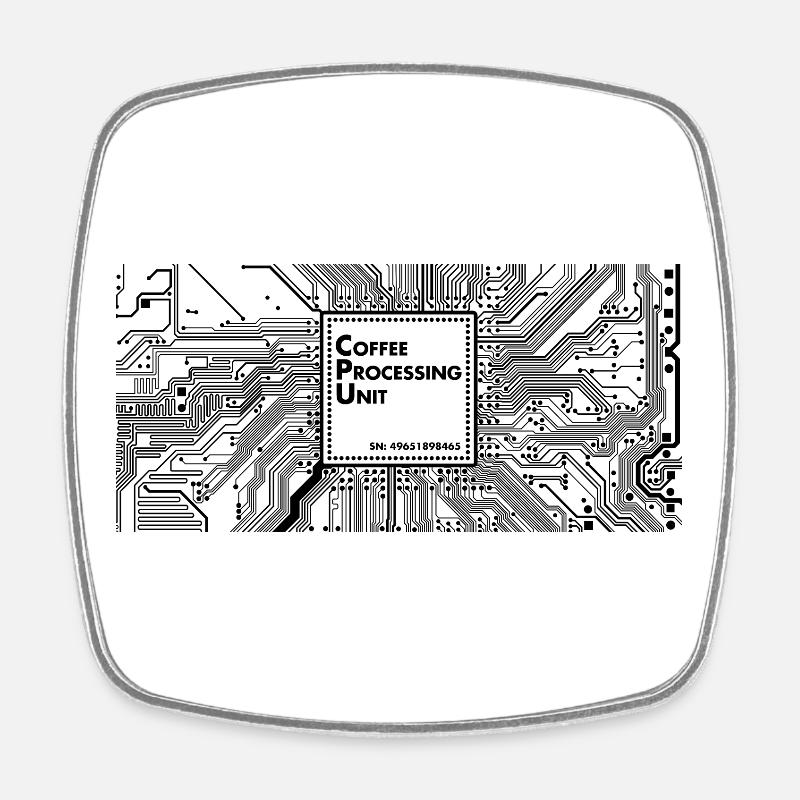 Coffee Processing Unit - Square fridge magnet - white