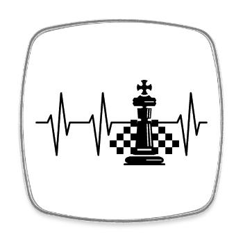 Brick Pattern Pulse Chess Heartbeat King icon - Square fridge magnet - white - Front