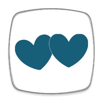 Coeur bleu 2 coeurs Saint-Valentin - Magnet carré - blanc - Devant