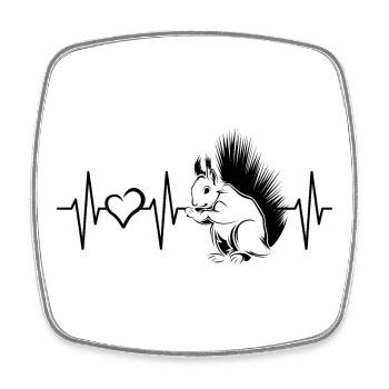 Squirrel, Pulse, Love, Woodland Animals, Heartbeat, Heartbeat - Square fridge magnet - white - Front