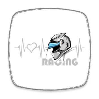 Motorrad Racing Herzschlag Helm Liebe Herz Symbol - Viereckiger Kühlschrankmagnet - Weiß - Vorne