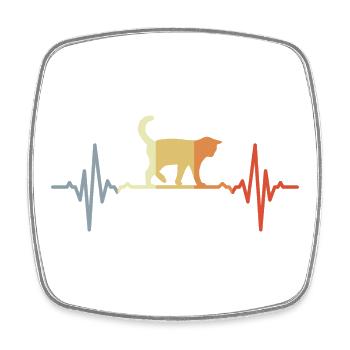 Cat ECG Heartbeat Oldschool - Square fridge magnet - white - Front