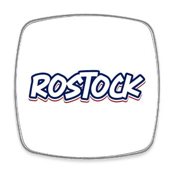 Rostock Schriftzug in blau weiss rot - Viereckiger Kühlschrankmagnet - Weiß - Vorne
