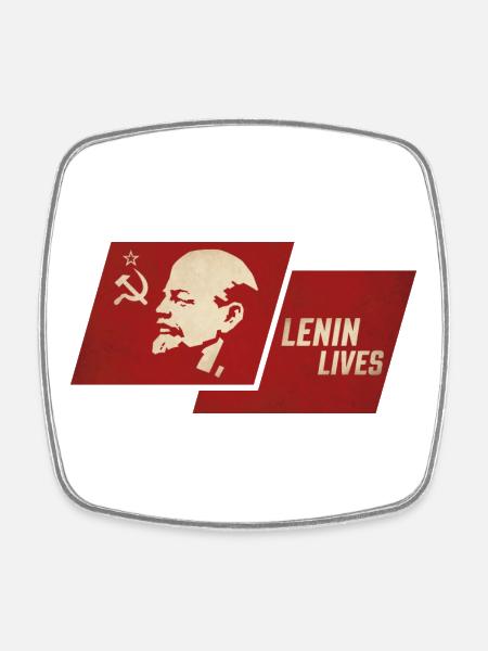 Lenin Lives Flag - Square fridge magnet - white