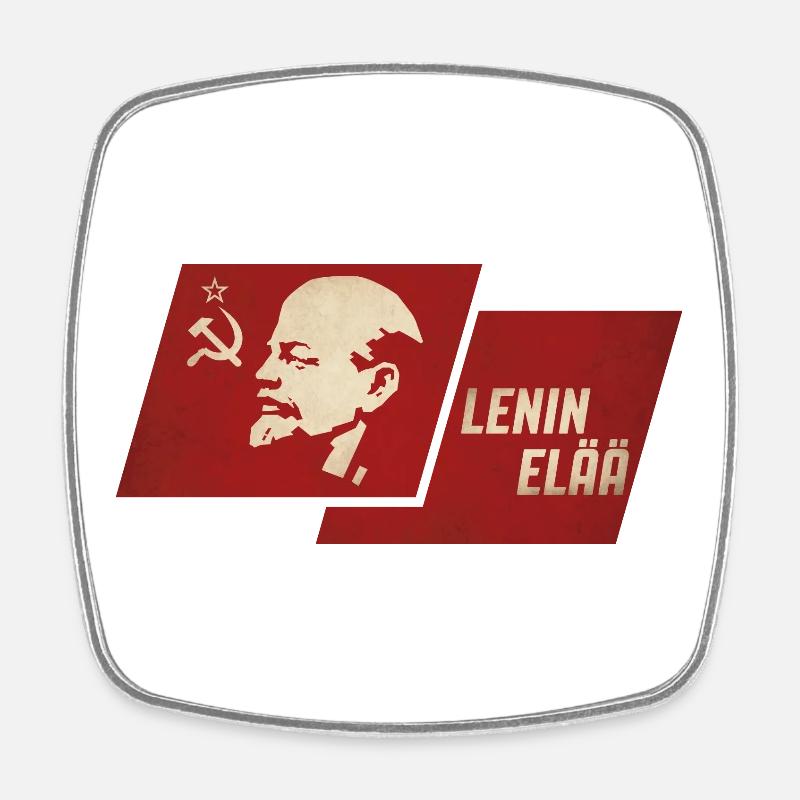 Lenin lebt - Viereckiger Kühlschrankmagnet - Weiß