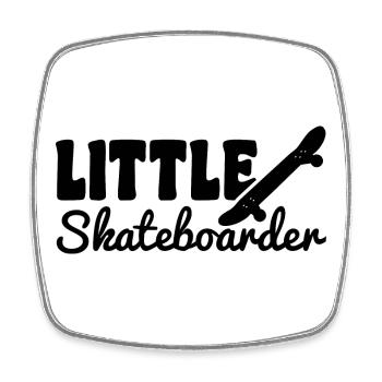 Kleiner Skateboarder - Viereckiger Kühlschrankmagnet - Weiß - Vorne