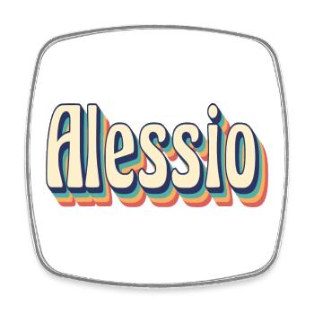 Alessio Retro Vintage T-Shirt T-Shirt Geschenk - Viereckiger Kühlschrankmagnet - Weiß - Vorne