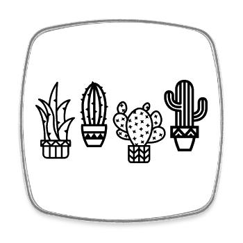 cactus cute houseplants botany comic cartoon - Square fridge magnet - white - Front