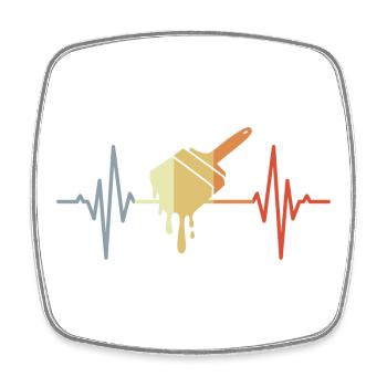 Painting Brush Heartbeat - Square fridge magnet - white - Front