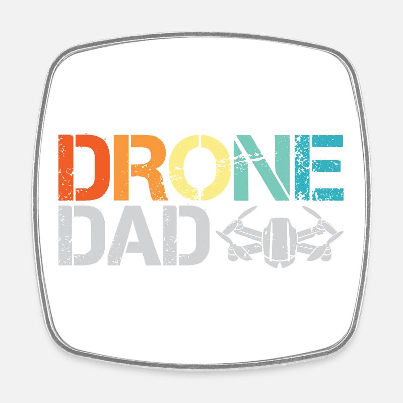 drone dad retro vintage design drone flight icon - Square fridge magnet - white