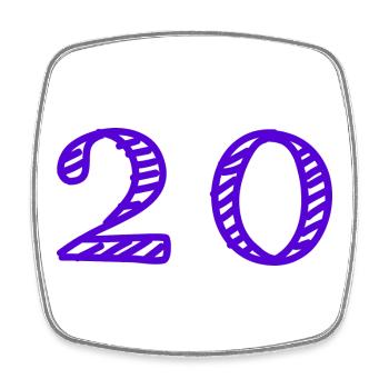 20. 20 ANS. 20e ANNIVERSAIRE. ANNIVERSAIRE 20 ANS. - Magnet carré - blanc - Devant