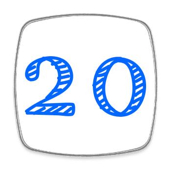 20. 20 ANS. 20e ANNIVERSAIRE. ANNIVERSAIRE 20 ANS. - Magnet carré - blanc - Devant