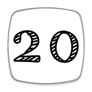 20. 20 ANS. 20e ANNIVERSAIRE. ANNIVERSAIRE 20 ANS. - Magnet carré - blanc - Devant