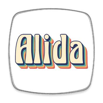 Alida T-Shirt Retro Vintage T-Shirt Geschenkidee - Viereckiger Kühlschrankmagnet - Weiß - Vorne