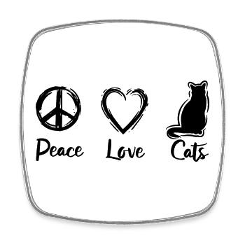 Ich liebe Katzen - Viereckiger Kühlschrankmagnet - Weiß - Vorne