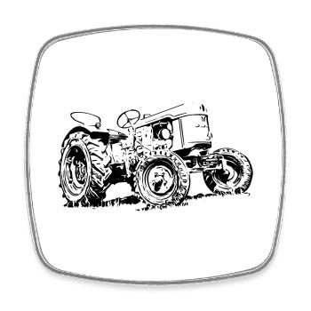 Traktor D25 - Viereckiger Kühlschrankmagnet - Weiß - Vorne