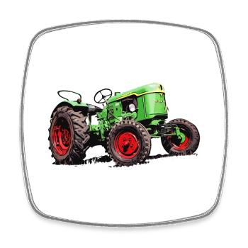 Tracteur ancien D25 - Magnet carré - blanc - Devant