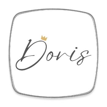 Chemise Couronne Princesse Doris – Nom avec la lettre D - Magnet carré - blanc - Devant