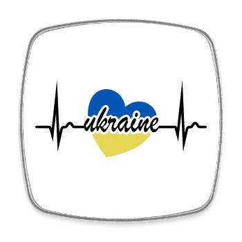 Ukraine Herzkurve - Frieden für die Ukraine - Viereckiger Kühlschrankmagnet - Weiß - Vorne