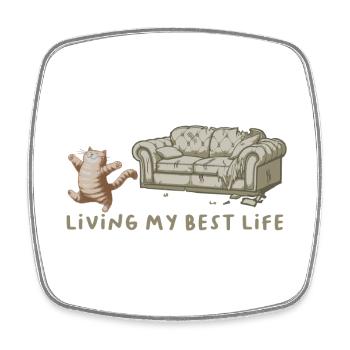 Cat Claws Sofa Life Ihr bestes Leben - Viereckiger Kühlschrankmagnet - Weiß - Vorne