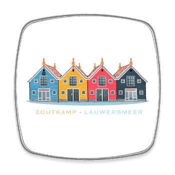 Zoutkamp, Groningen, Niederlande, bunte Häuser - Viereckiger Kühlschrankmagnet - Weiß - Vorne