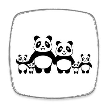 Pandas Family - 2 Parents 4 Children - Square fridge magnet - white - Front