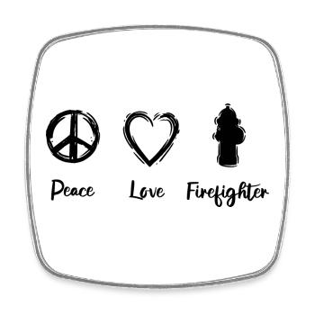 Firefighter Love - Square fridge magnet - white - Front