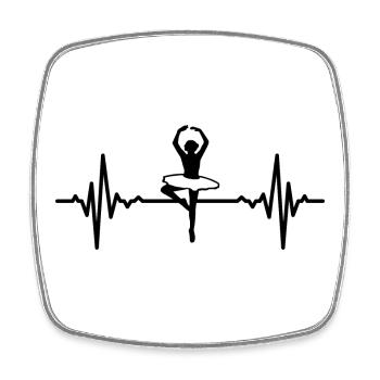 Ballet Dancer Heart Line - Square fridge magnet - white - Front