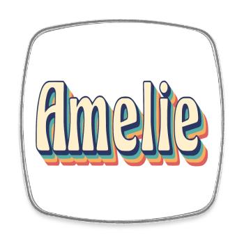 Vintage Retro Amelie T-Shirt Geschenk T-Shirt - Viereckiger Kühlschrankmagnet - Weiß - Vorne
