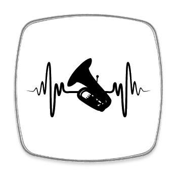 Tuba Heartbeat - Square fridge magnet - white - Front