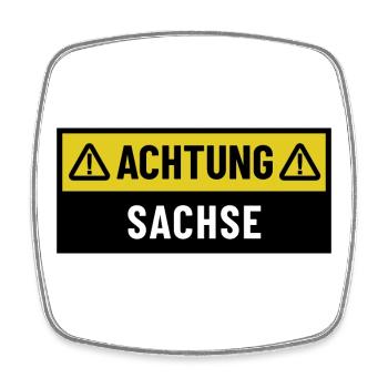 Achtung Sachse - Regionaler Spruch - Viereckiger Kühlschrankmagnet - Weiß - Vorne