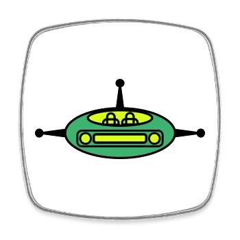 Planeur spatial - Magnet carré - blanc - Devant
