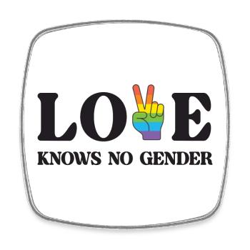 LGBT Pride Month - Love Knows No Gender - Square fridge magnet - white - Front