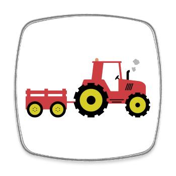 Red Tractor & Trailer - Square fridge magnet - white - Front