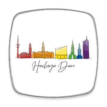 Regenbogen-Stadtlandschaft Aquarell - Viereckiger Kühlschrankmagnet - Weiß - Vorne